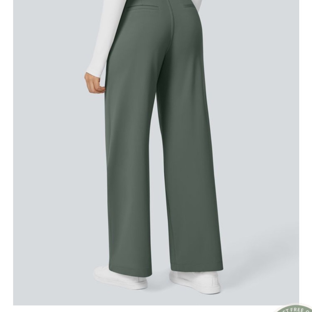 Halara Work Pants M Deep Aquamarine High Waisted Straight Leg Pockets - Picture 3 of 7